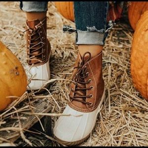Beige duck boots. Worn once!